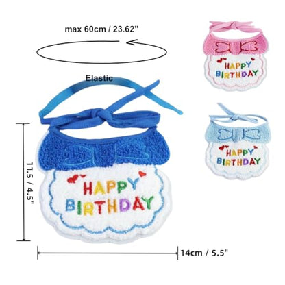 Cat Birthday Party Supplies,2 Pieces Pet Birthday Hat Scarf Set,Cute Cat Bandanas Kitten Costumes Headwear Bib Accessories,Birthday Party Decorations Set for Girls Boys Pets Puppy with Age Number,Blue