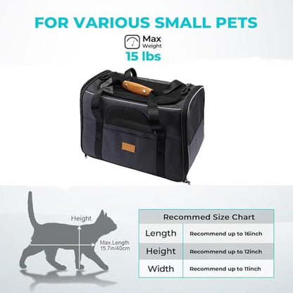 SPNOR Pet Carrier Bag, Portable Cat Carrier Bag Top Opening, Removable Mat and Breathable Mesh, Foldable Cat Carrier Transport Bag for Dogs and Cats, with Shoulder Strap