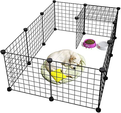 Rness Pet Playpen, Portable Pet Playpen Metal for Small Animals, pet playpen panels,Guinea Pigs, Rabbits,Dog Cage,Cat Cage, Dog Fence,Black, 12 panels