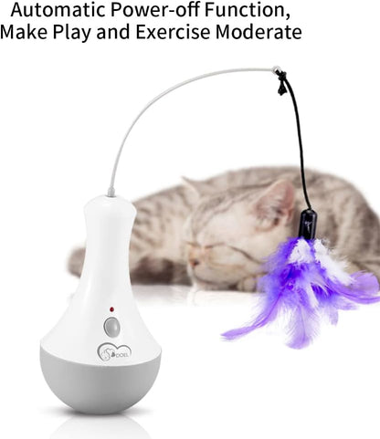 DOEL Interactive Cat Toys for Indoor Pet, Automatic Exercise Toys with Feather, Electronic Tumbler Catching Toys for Kitten, Battery Powered, Wobble Toy as Cat Gifts