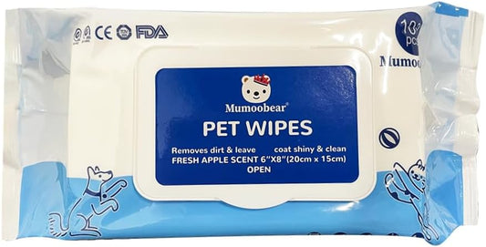 Mumoo Bear Pet wipes Grooming Dog Wipes For Paws Face, Ears, Eye Area, Body & Butt, Extra Large & Thick, Convenient, Ideal For Home Or Travel (1Pack (100 Wipes))