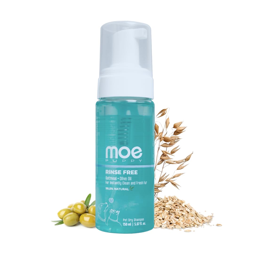 Moe Puppy Rinse Free Pet Dry Shampoo for Instantly Clean and Fresh Fur | Waterless Foam Cleanser for Dogs and Cats | (150 ml)