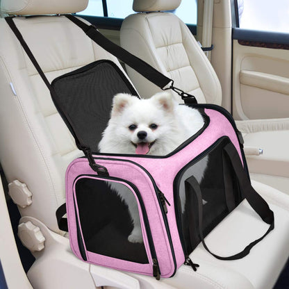 Henkelion Large Cat Carriers Dog Carrier Pet Carrier for Large Cats Dogs Puppies up to 25Lbs, Big Dog Carrier Soft Sided, Collapsible Travel Puppy Carrier - Large - Pink