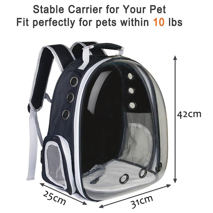 NeoStyle Cat Carrier Bubble Bag, Transparent Breathable Capsule Backpack, Pet Convenient Carrier Bag for Small and Medium Cats Dogs. Hiking, outdoor use (Black)