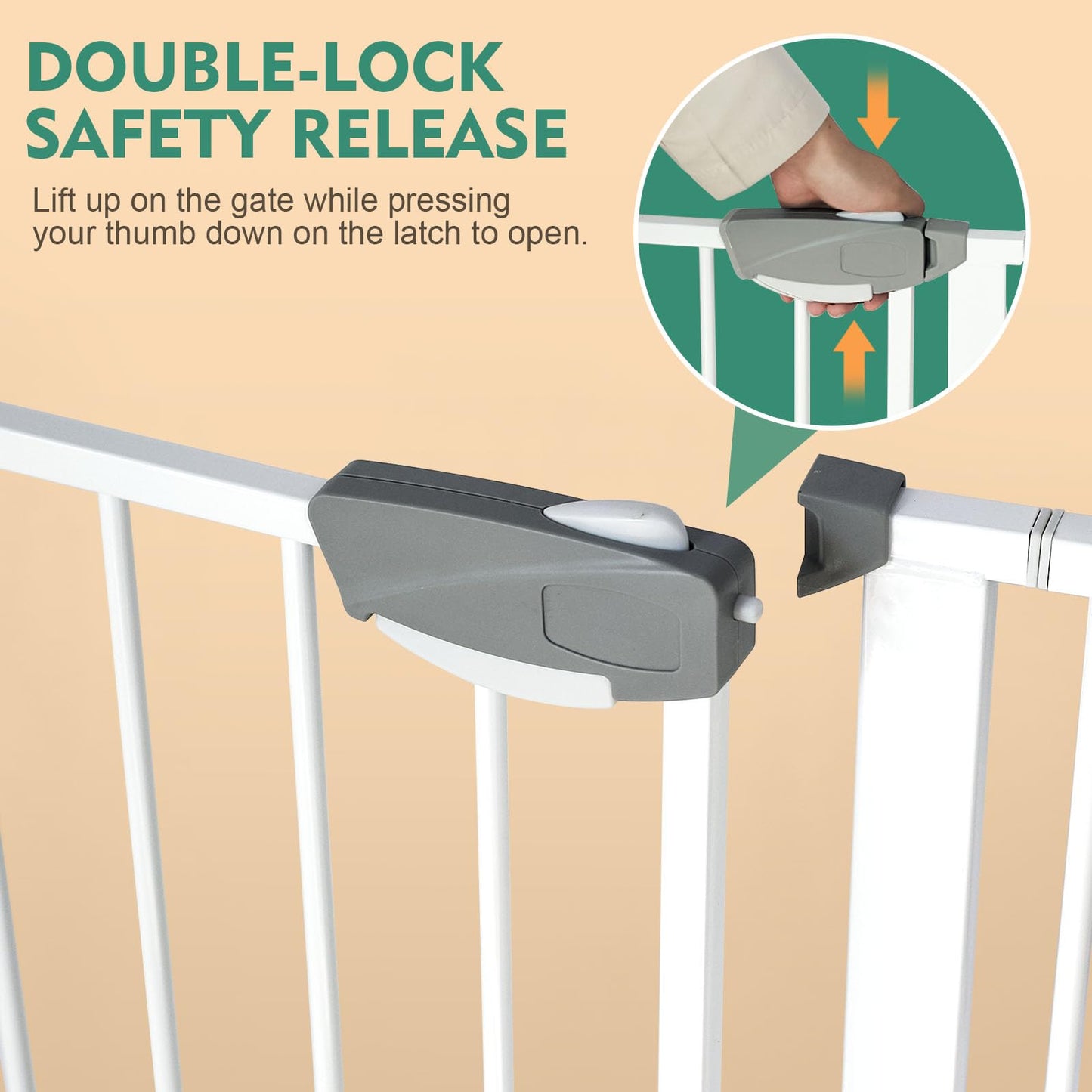 SKY-TOUCH Auto Close Safety Baby Gate, Extra Wide Child Gate 75-84cm + 10/20/30cm Extension Kit Maximum Suitable For 144cm, Baby Gates for Stairs & Doorways, Easy Install (75-144cm wide)