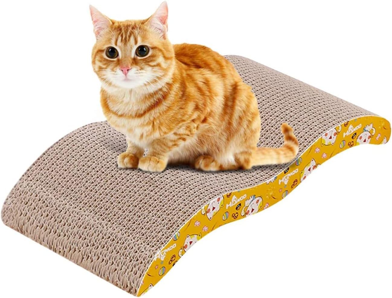 Mumoo Bear Cat Scratching Board, 1 Pack Cat Scratcher Cardboard, Cat Scratch Pad for Indoor Cats, Cat Scratcher Couch Lounge Sofa Bed, Reversible Corrugated, Catnip Included