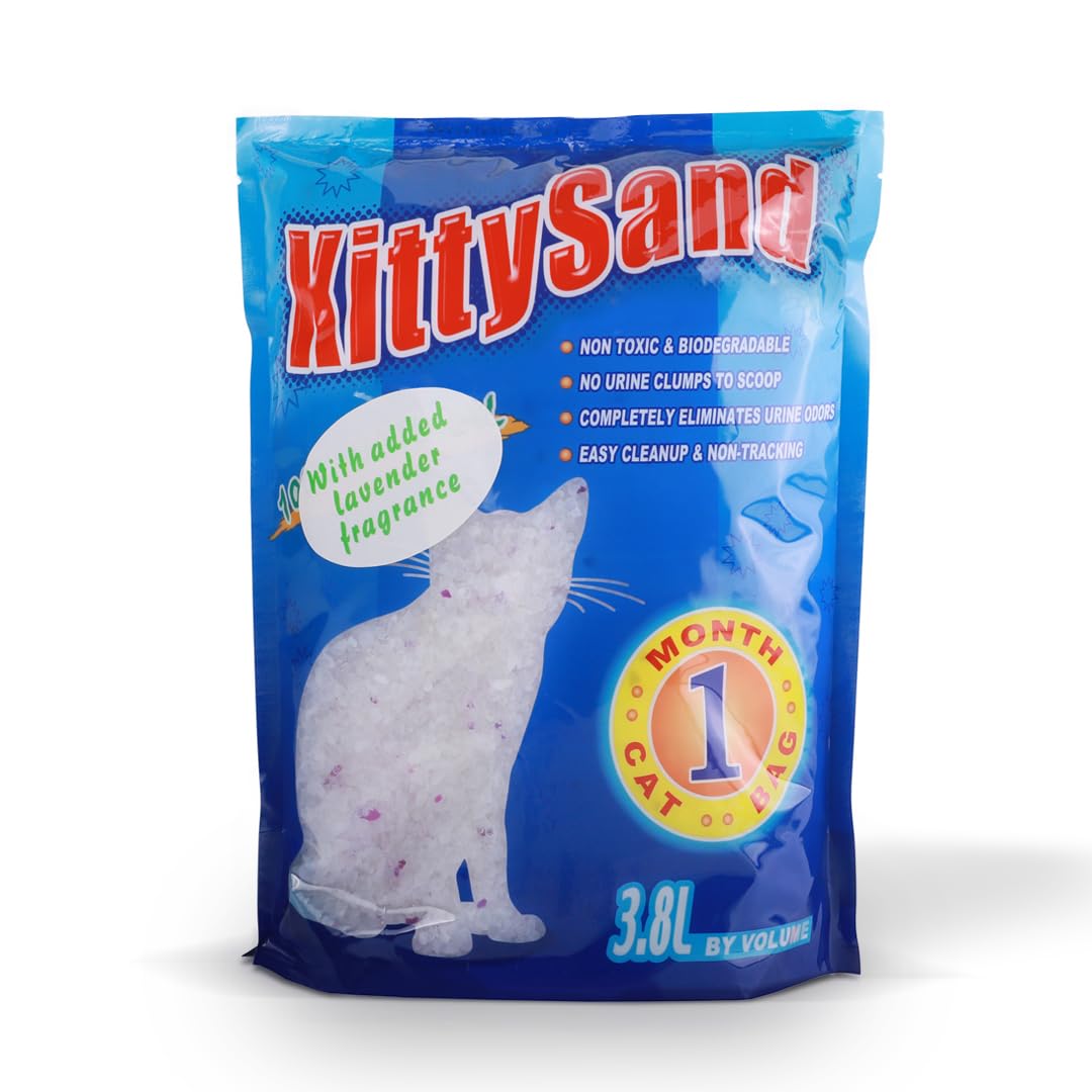 KittySand 100% Natural Silica Lavender Scented Crystal Cat Litter 3.8L - Pack of 8