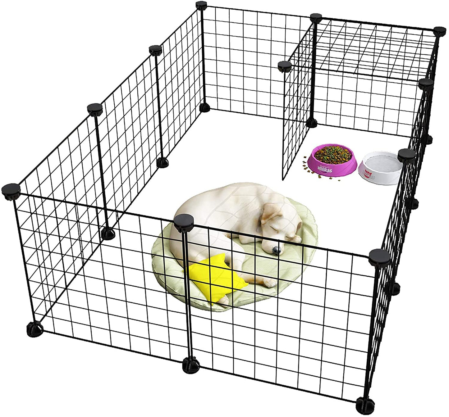 Rness Pet Playpen, Portable Pet Playpen Metal for Small Animals, pet playpen panels,Guinea Pigs, Rabbits,Dog Cage,Cat Cage, Dog Fence,Black, 12 panels