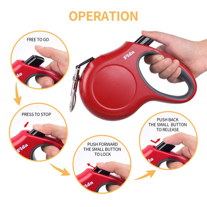 Fida Retractable Dog Leash for Large up to 50kg, JFA Series, 16ft Tape Red