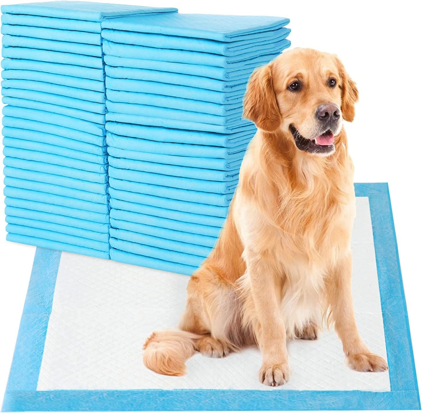 SKY-TOUCH Disposable Absorbent Quick Drying Leak-Proof Pee Pads, Disposable Training Pads For Pets with 5 Highly Absorbent Layers, Puppy Pads For Potty Training For Pets 60X60cm, 40 Pieces