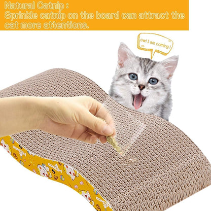 Mumoo Bear Cat Scratching Board, 1 Pack Cat Scratcher Cardboard, Cat Scratch Pad for Indoor Cats, Cat Scratcher Couch Lounge Sofa Bed, Reversible Corrugated, Catnip Included