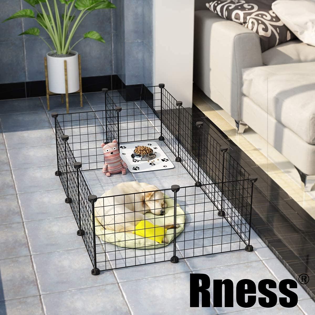 Rness Pet Playpen, Portable Pet Playpen Metal for Small Animals, pet playpen panels,Guinea Pigs, Rabbits,Dog Cage,Cat Cage, Dog Fence,Black, 12 panels