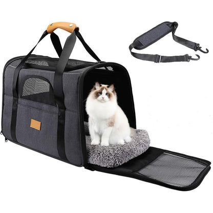 SPNOR Pet Carrier Bag, Portable Cat Carrier Bag Top Opening, Removable Mat and Breathable Mesh, Foldable Cat Carrier Transport Bag for Dogs and Cats, with Shoulder Strap