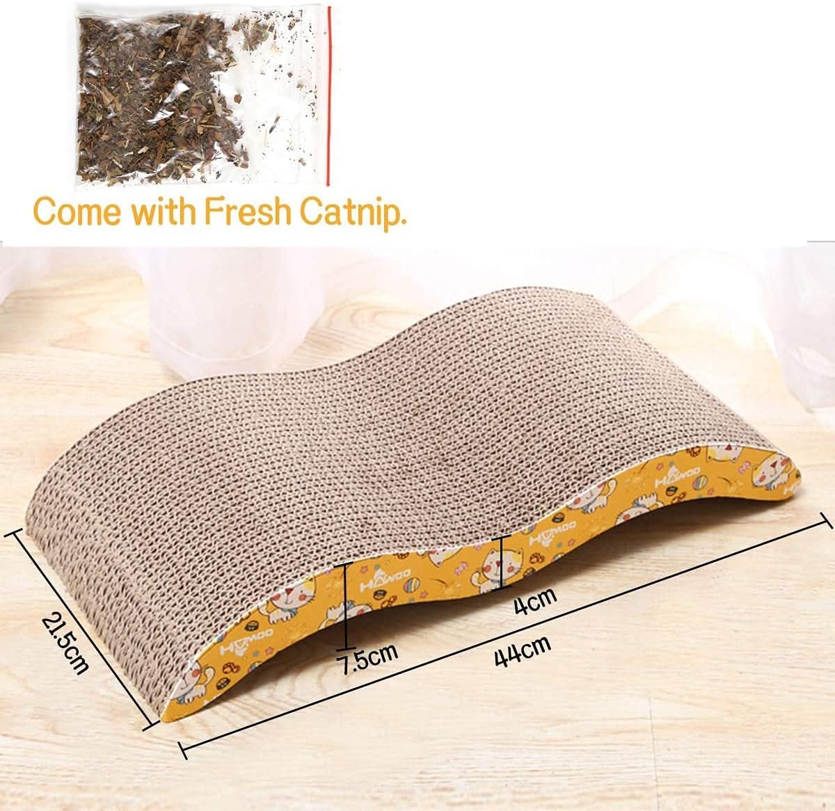 Mumoo Bear Cat Scratching Board, 1 Pack Cat Scratcher Cardboard, Cat Scratch Pad for Indoor Cats, Cat Scratcher Couch Lounge Sofa Bed, Reversible Corrugated, Catnip Included