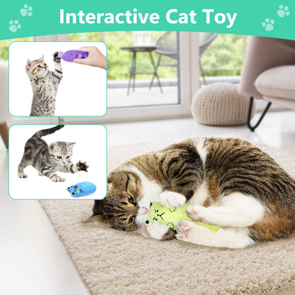 SCHITEC Catnip Toys, [4 PCS] Soft Plush Cat Nip Chew Toy for Indoor Cats, Interactive Kitten Pillow Kitty Teething Toy