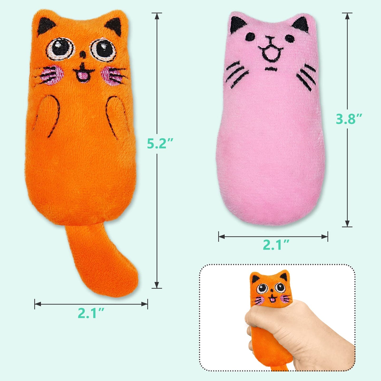 SCHITEC Catnip Toys, [4 PCS] Soft Plush Cat Nip Chew Toy for Indoor Cats, Interactive Kitten Pillow Kitty Teething Toy