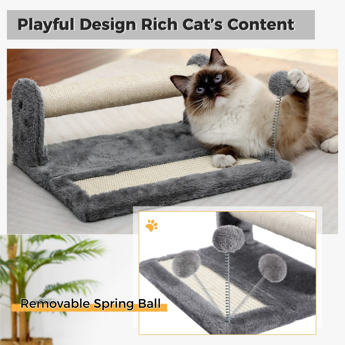 PAWZ Road Cat Scratching Post and Pad, Sisal-Covered Scratch Posts and Pads with Play Ball Great for Kittens and Cats