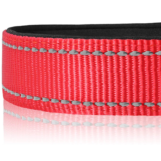 Joytale Dog Collar, Reflective Padded Neoprene Pet Collar, Adjustable Nylon Collars for Medium Dogs, M, Red