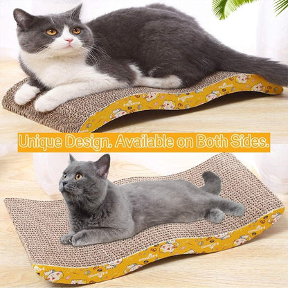 Mumoo Bear Cat Scratching Board, 1 Pack Cat Scratcher Cardboard, Cat Scratch Pad for Indoor Cats, Cat Scratcher Couch Lounge Sofa Bed, Reversible Corrugated, Catnip Included