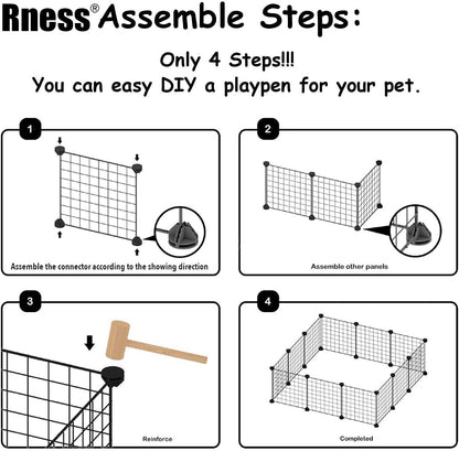 Rness Pet Playpen, Portable Pet Playpen Metal for Small Animals, pet playpen panels,Guinea Pigs, Rabbits,Dog Cage,Cat Cage, Dog Fence,Black, 12 panels