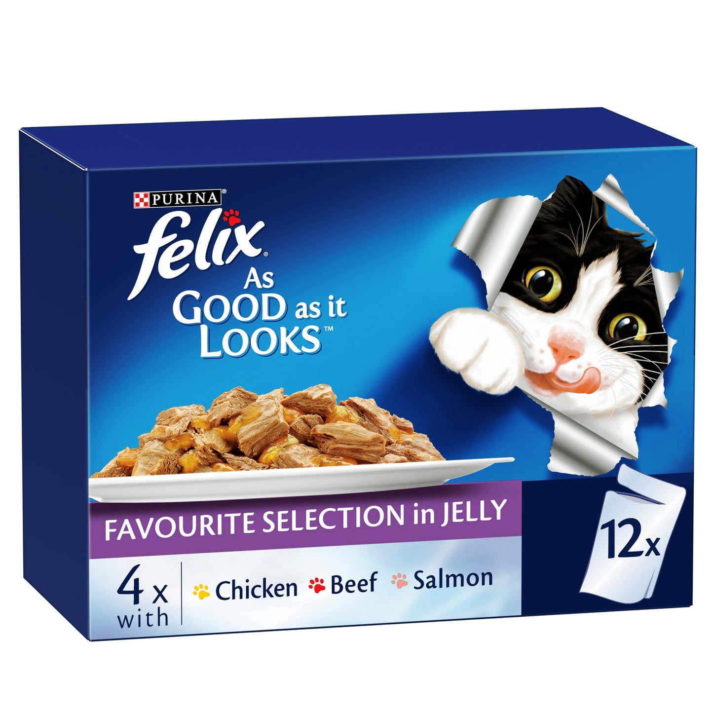 Purina Felix As Good As It Look Doubly Delicious Wet Cat Food Favourite Selections 85g (Pack of 12)