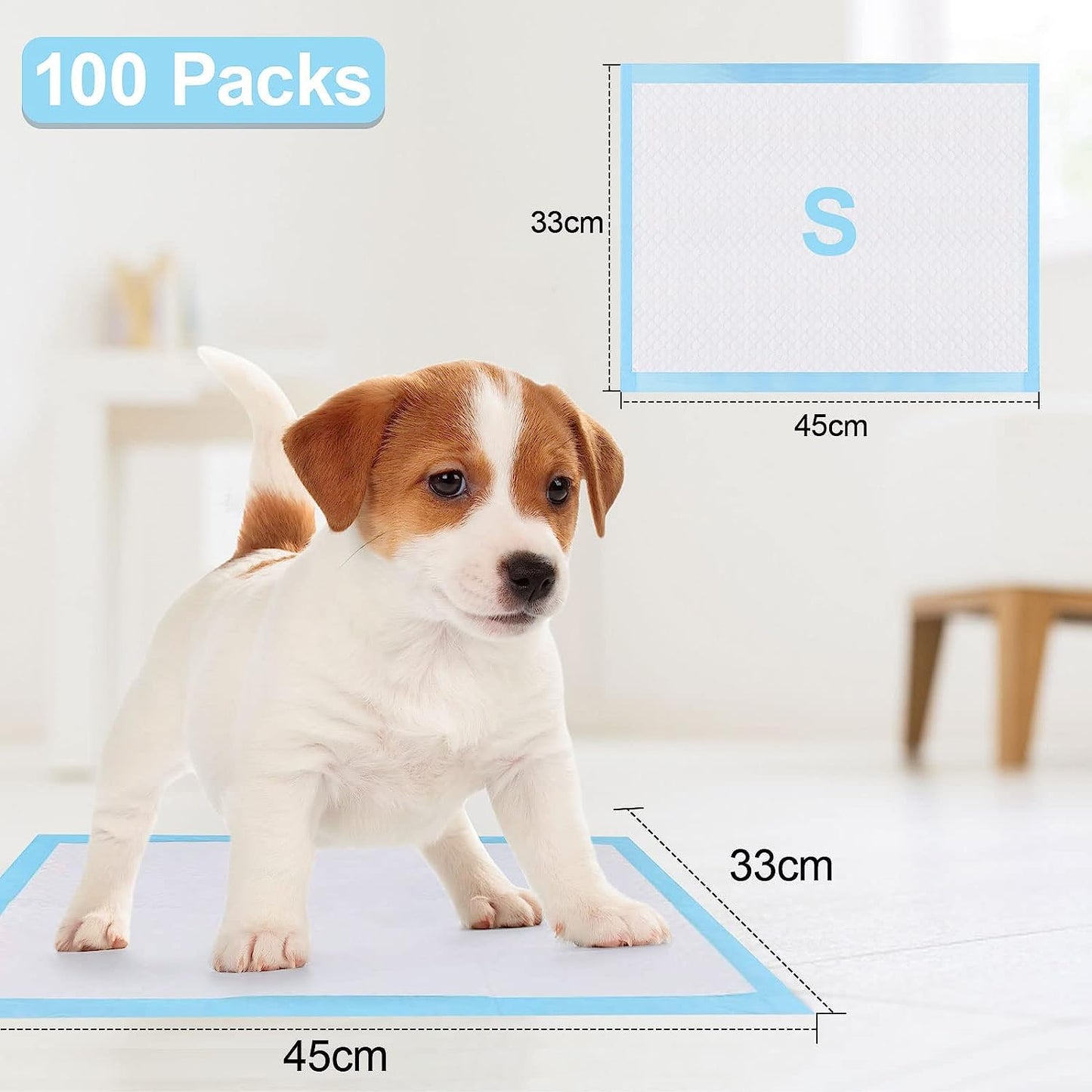 Mumoo Bear 100 PACK Puppy Training Pads for Dog Pet Pee Absorbent Toilet Pee Wee Mat Anti Slip Leakproof (100 PACK-45 * 33CM)