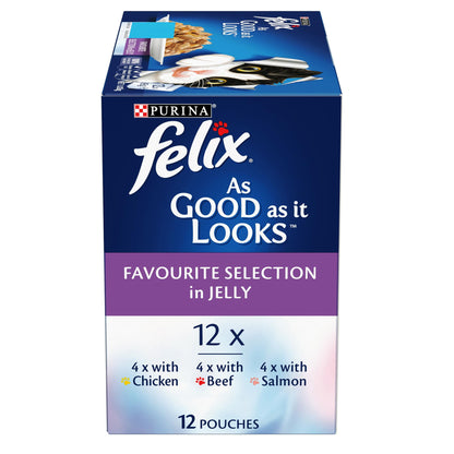 Purina Felix As Good As It Look Doubly Delicious Wet Cat Food Favourite Selections 85g (Pack of 12)