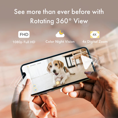 Furbo 360° Dog Camera: Home Security Camera with Barking Alerts, Rotating Pet Treat Camera with Phone App, Smart Home Indoor Puppy Cam with 2-Way Speaker and Night Vision (No Subscription Required)