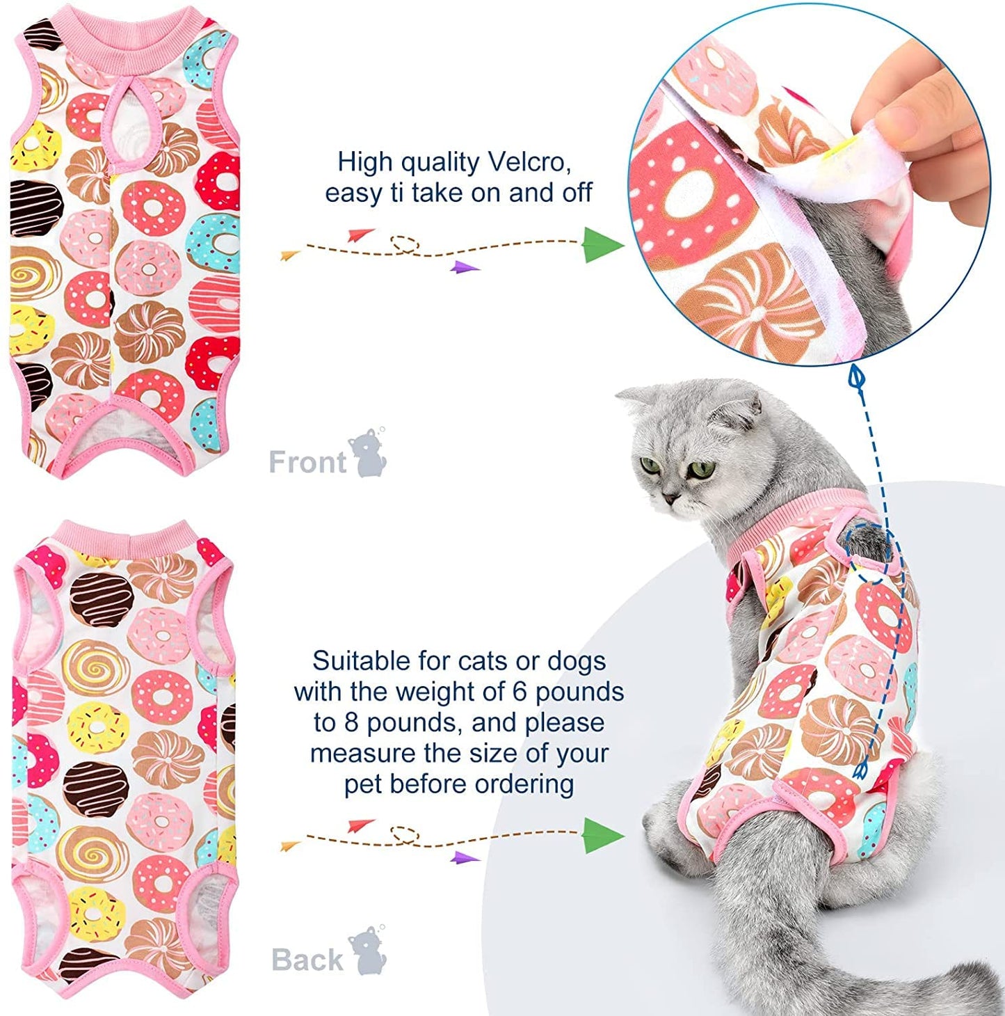 KASTWAVE Pcs Cat Recovery Suit Cat Surgery Recovery Suit Kittens Physiological Clothes Cotton Breathable Cat Clothes for Abdominal Wounds or Skin Diseases - M