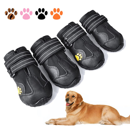 XSY&G Dog Boots,Waterproof Dog Shoes,Dog Booties with Reflective Rugged Anti-Slip Sole and Skid-Proof,Outdoor Dog Shoes for Medium to Large Dogs 4Pcs-Size 8