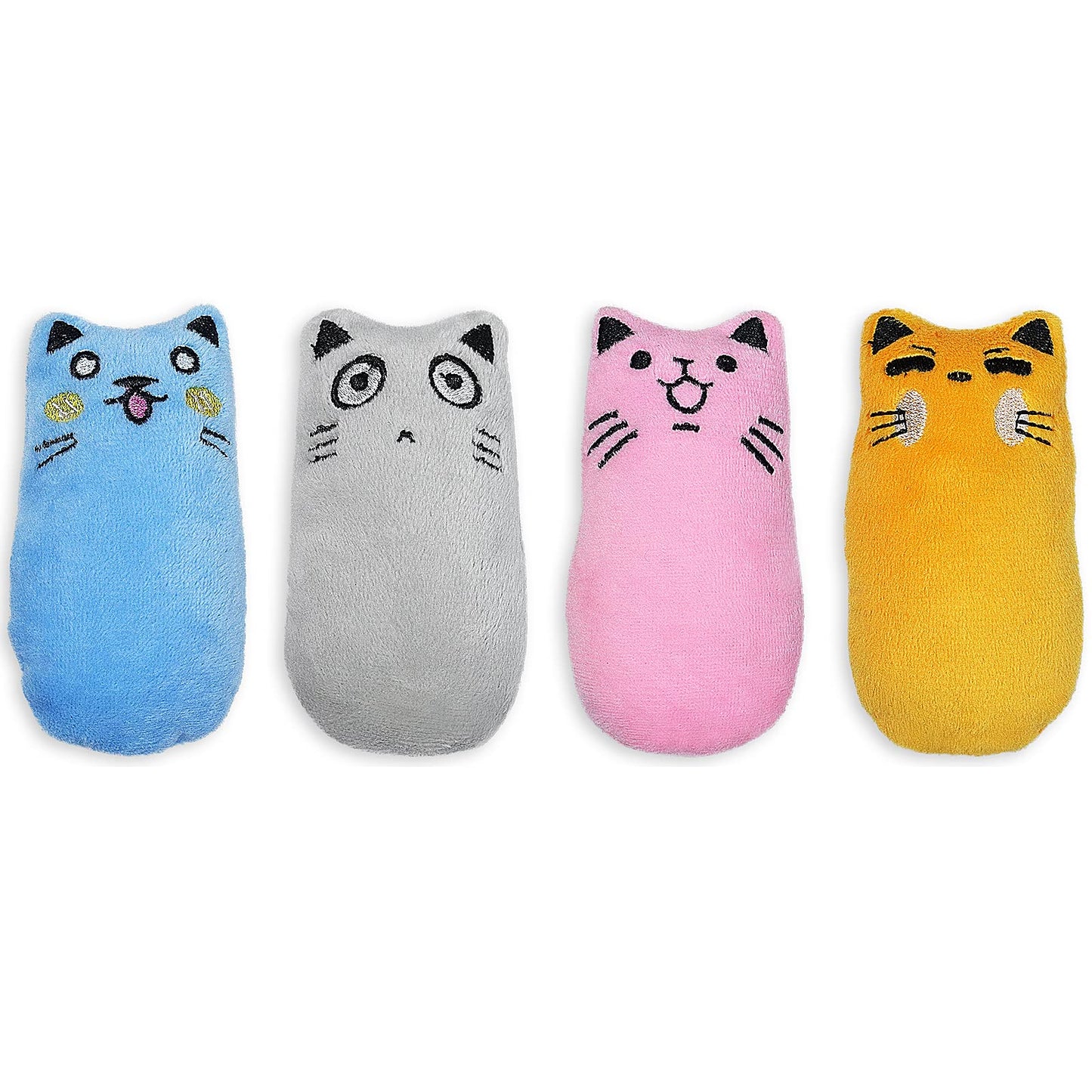 SCHITEC Catnip Toys, [4 PCS] Soft Plush Cat Nip Chew Toy for Indoor Cats, Interactive Kitten Pillow Kitty Teething Toy