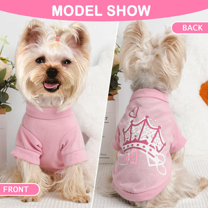 Yikeyo Dog Shirt, 4 Pack Dog Clothes for Small Dogs Girl Chihuahua Yorkie Pet Clothes Summer Cute Female Dog Clothes Princess Puppy Clothes Outfit Apparel Tshirts for Small Dogs, Pink, Small