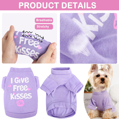 Yikeyo Dog Shirt, 4 Pack Dog Clothes for Small Dogs Girl Chihuahua Yorkie Pet Clothes Summer Cute Female Dog Clothes Princess Puppy Clothes Outfit Apparel Tshirts for Small Dogs, Pink, Small