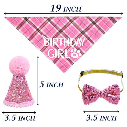 STMK Cat Birthday Party Supplies, Cat Birthday Hat with Birthday Number Cat Birthday Bandana Girl Bow Tie Collar Cat Birthday Outfits for Cat Kitten Birthday Decorations