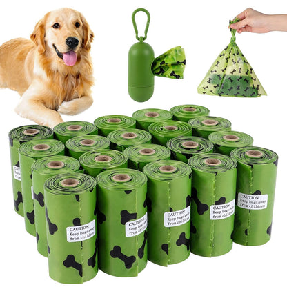 SKY-TOUCH 20Rolls-300pcs Dog Poop Bags Pet Dog Supplies for Dogs include 1pcs Green Adjustable Dispenser，Extra Thick and Strong, 100% Leak Proof, Biodegradable Waste Bag