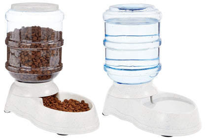 Amazon Basics Gravity Pet Food Feeder and Water Dispenser Bundle, Small (1-Gallon Capacity)