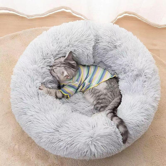 MRIMAYA Cat Beds for Indoor Cats, Cat Bed Machine Washable, Fluffy Round Pet Bed Non-Slip, Calming Soft Plush Donut Cuddler Cushion Self Warming for Small Dogs Kittens (Small)